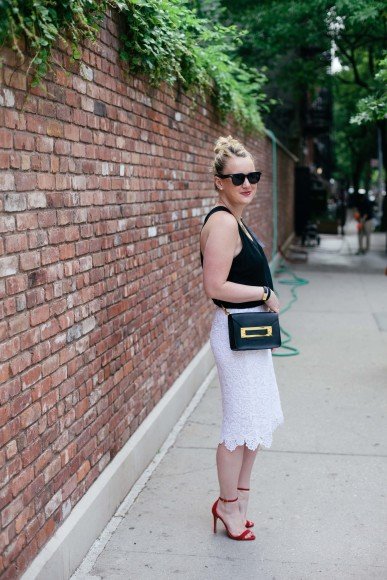 wit & whimsy I lace pencil skirt
