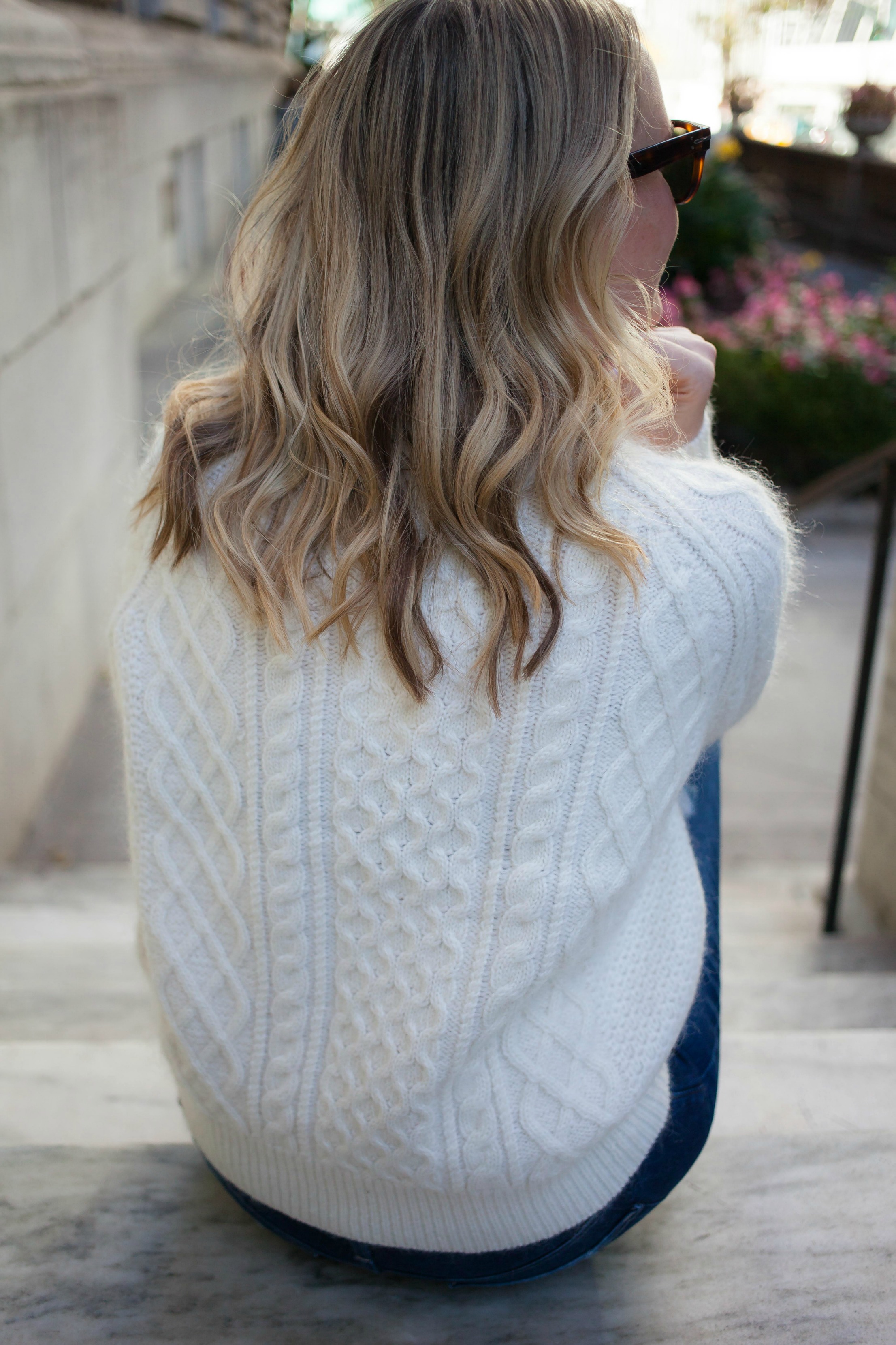 Cable Knit Sweater on Meghan Donovan of wit & whimsy lifestyle blog
