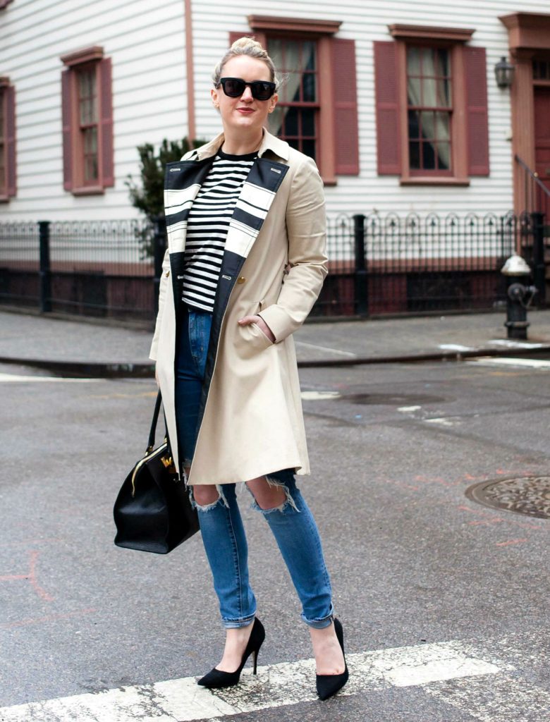 Meghan Donovan of wit & whimsy styles a trench coat 