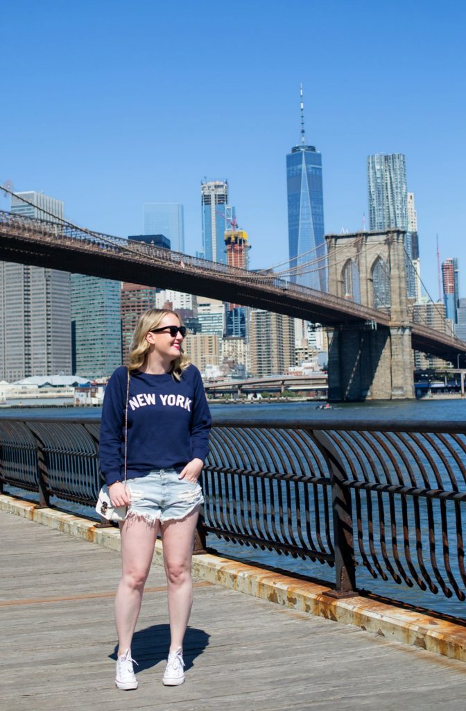 Meghan Donovan of wit & whimsy wears J.Crew New York Sweatshirt