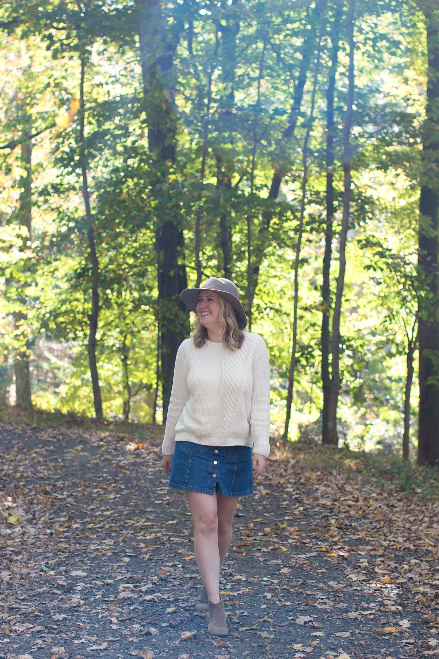 Transitional Outfit - Sweater and Denim skirt I wit & whimsy