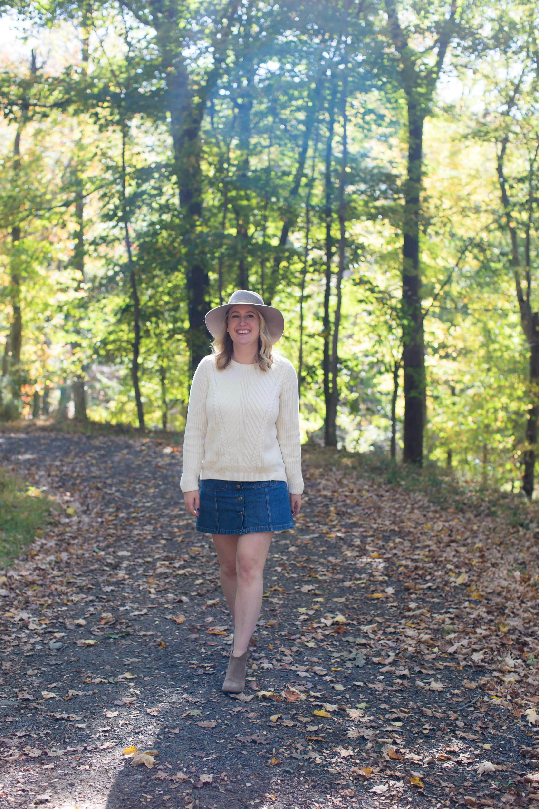 Transitional Outfit - Sweater and Denim skirt I wit & whimsy