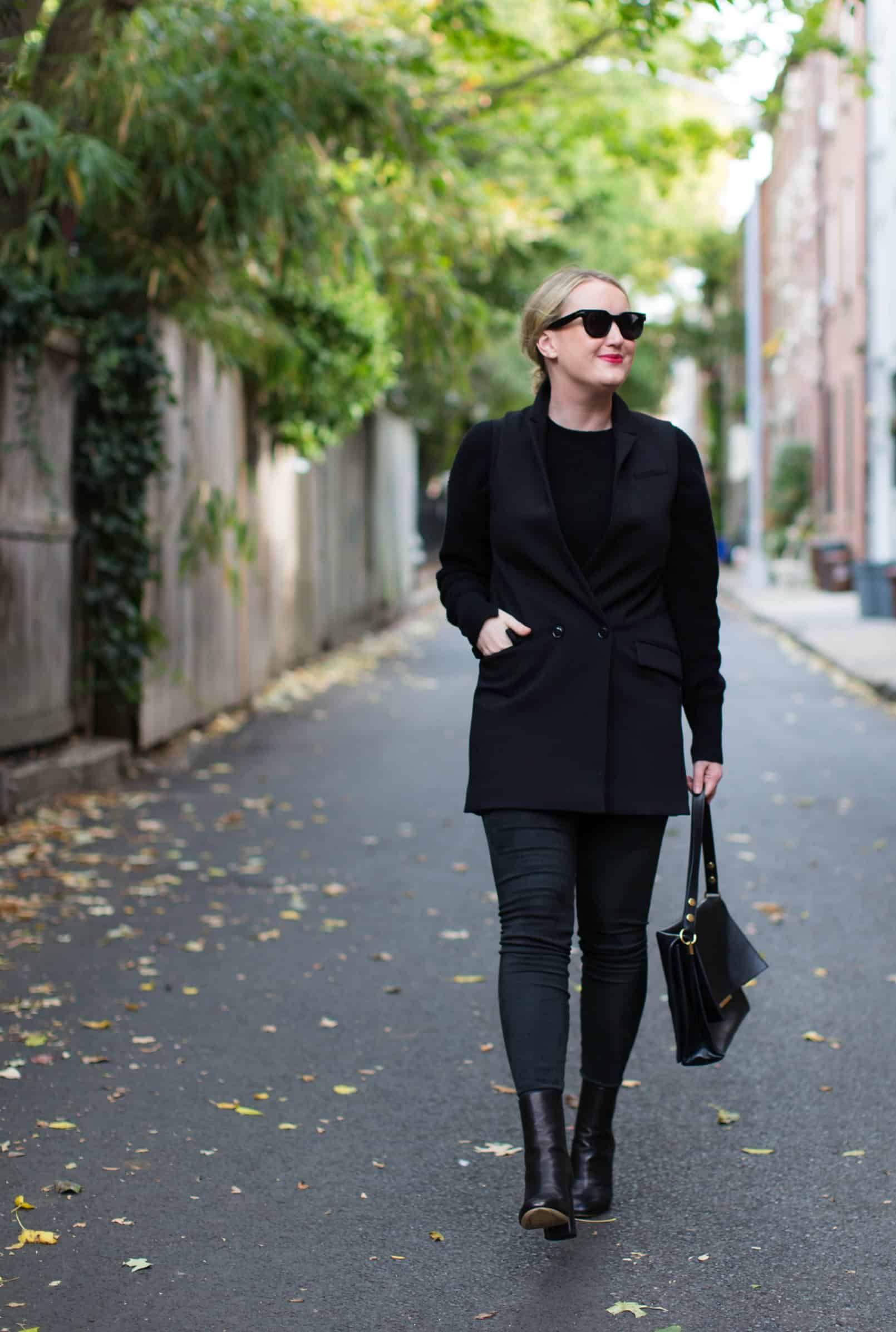 Meghan Donovan of wit & whimsy wears an all black look