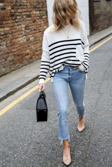 Striped Sweater + Jeans