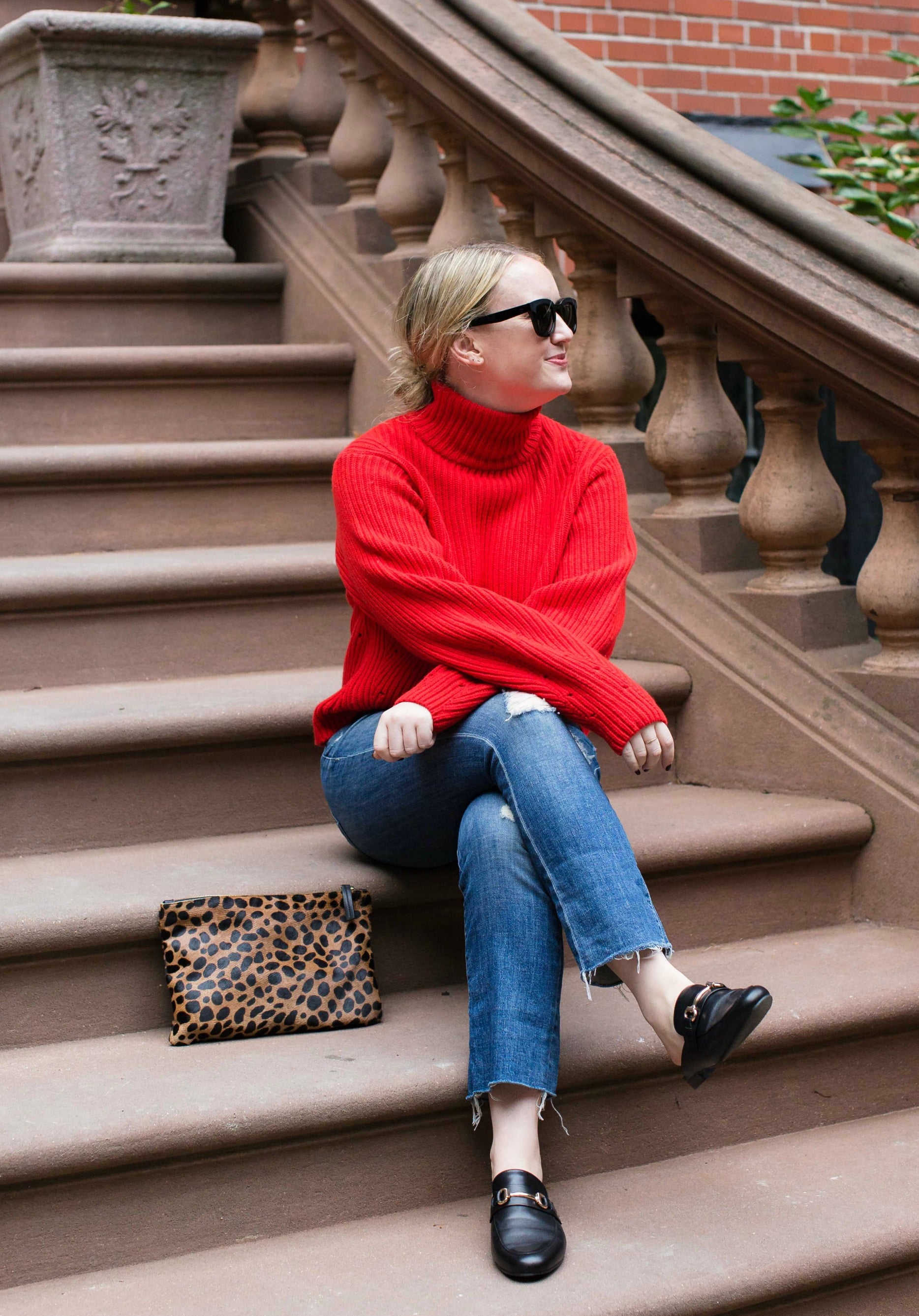 Red Sweater + Kickflare Denim | Fall Outfit Inspo