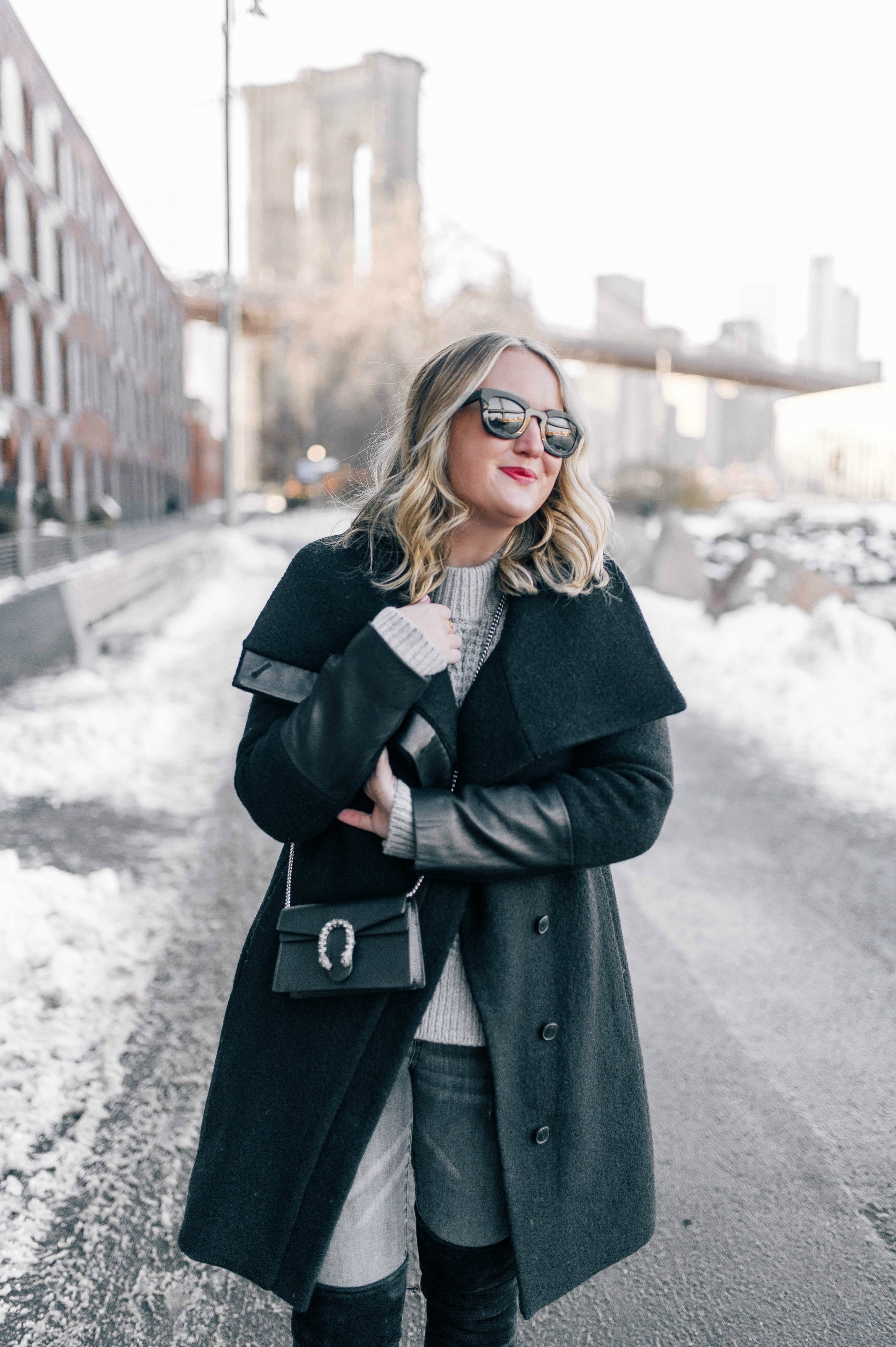 Leather Trimmed Club Monaco Coat on Meghan Donovan of wit & whimsy