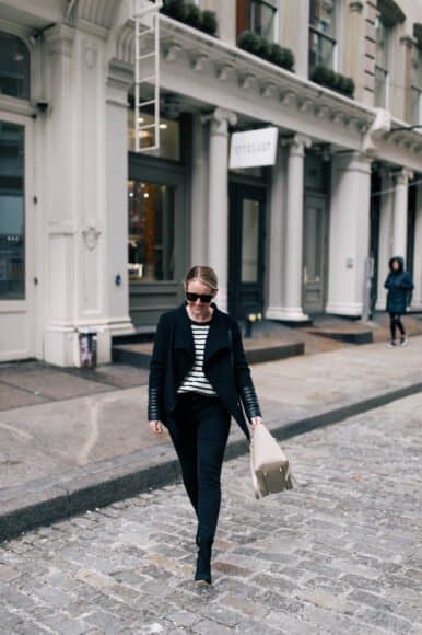Meghan Donovan of wit & whimsy in a Mackage Coat and Loeffler Randall Boots