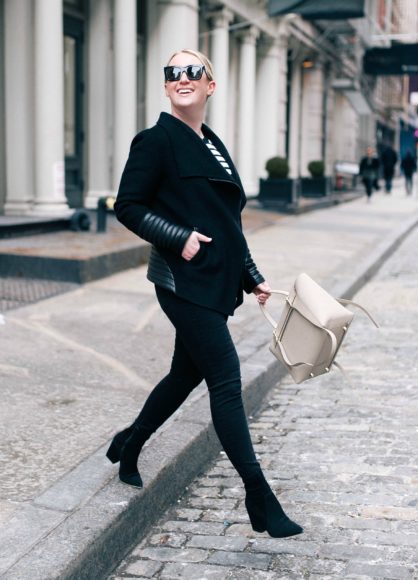 Meghan Donovan of wit & whimsy in a Mackage Coat and Loeffler Randall Boots