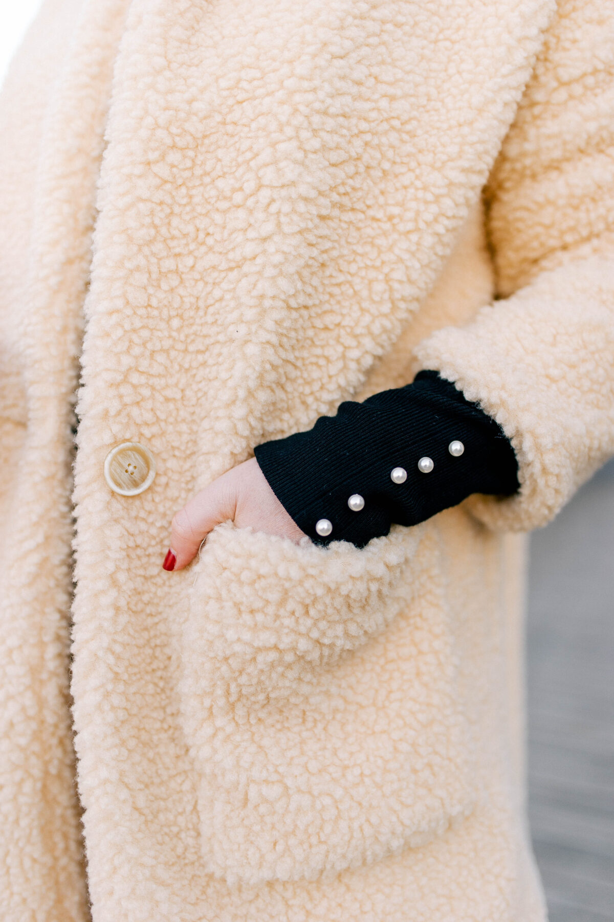 Teddy Coat + Pearl Details