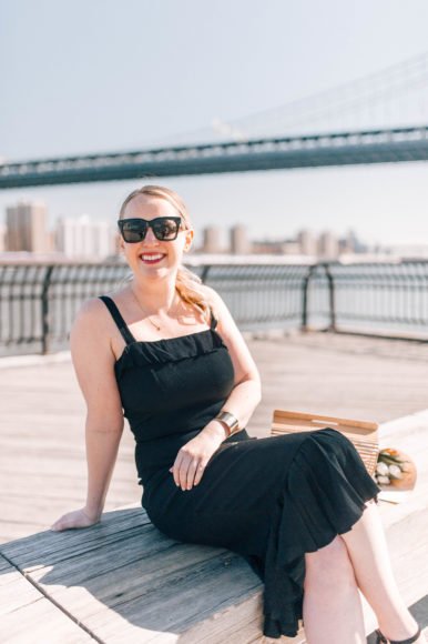 Meghan Donovan of wit & whimsy wears a Reformation dress perfect for date night