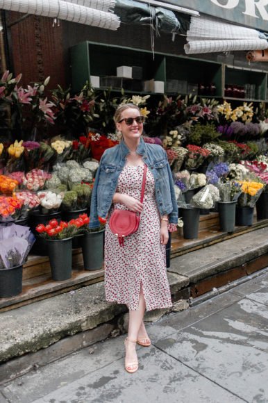 Meghan Donovan of wit & whimsy wears the Reformation Persimmon Dress