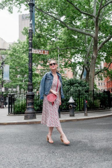 Meghan Donovan of wit & whimsy wears the Reformation Persimmon Dress