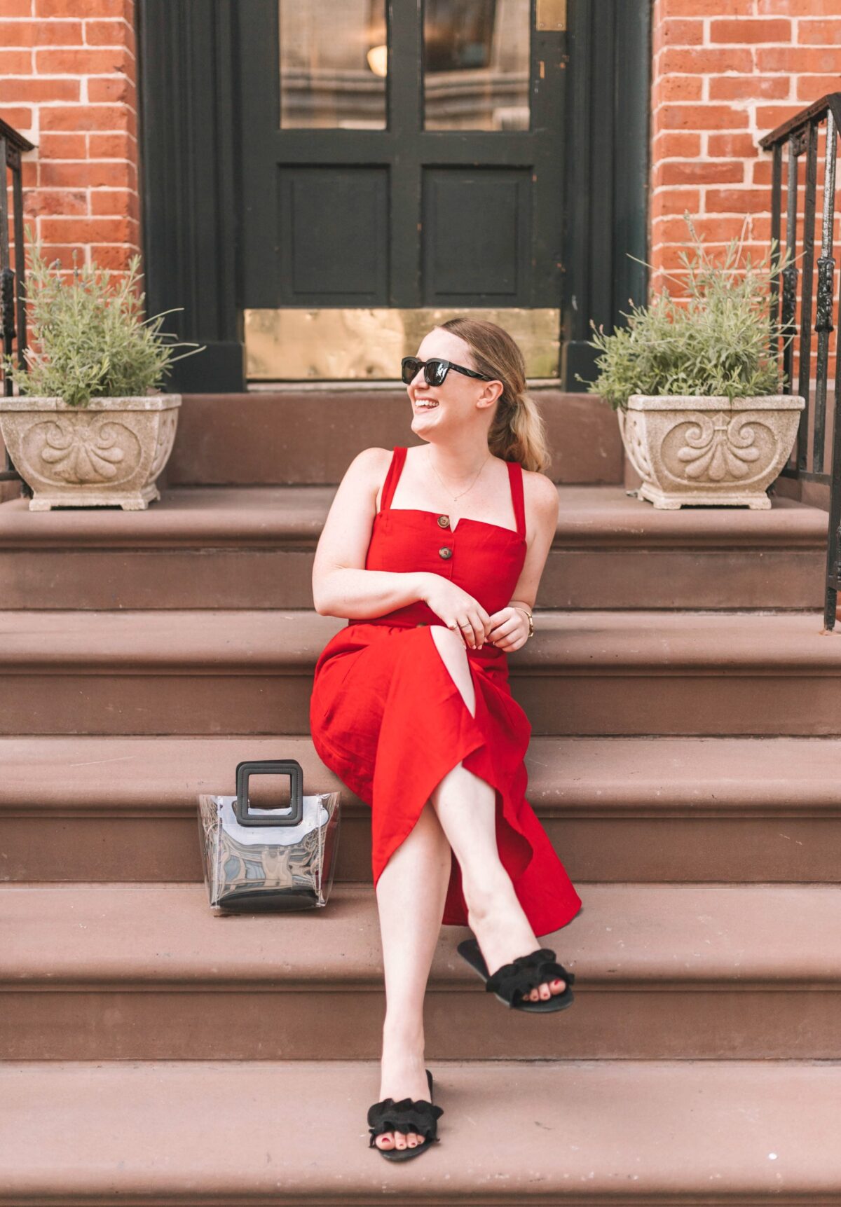 Linen Midi Dress on Meghan Donovan of wit & whimsy