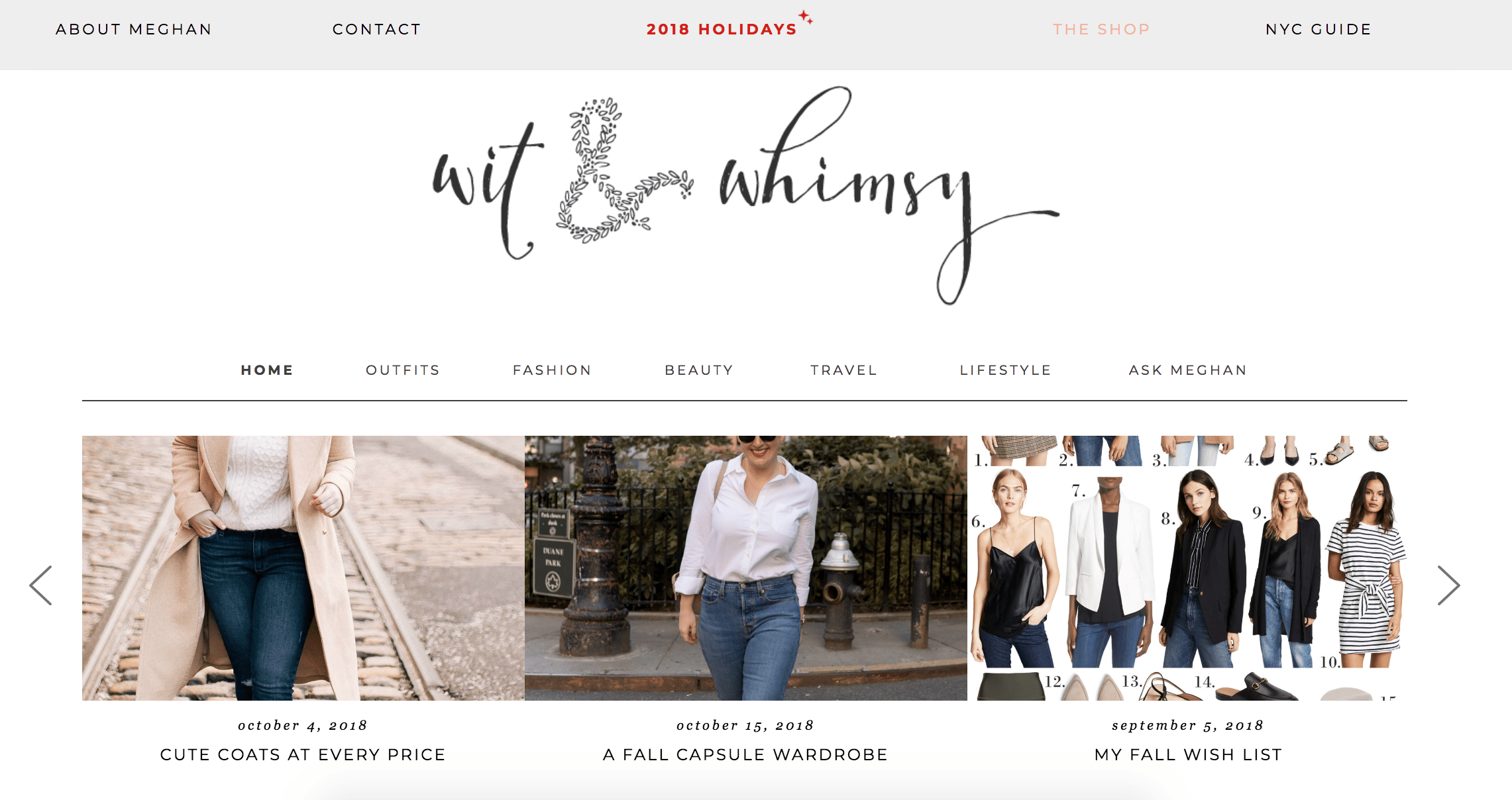 wit & whimsy Holidays website