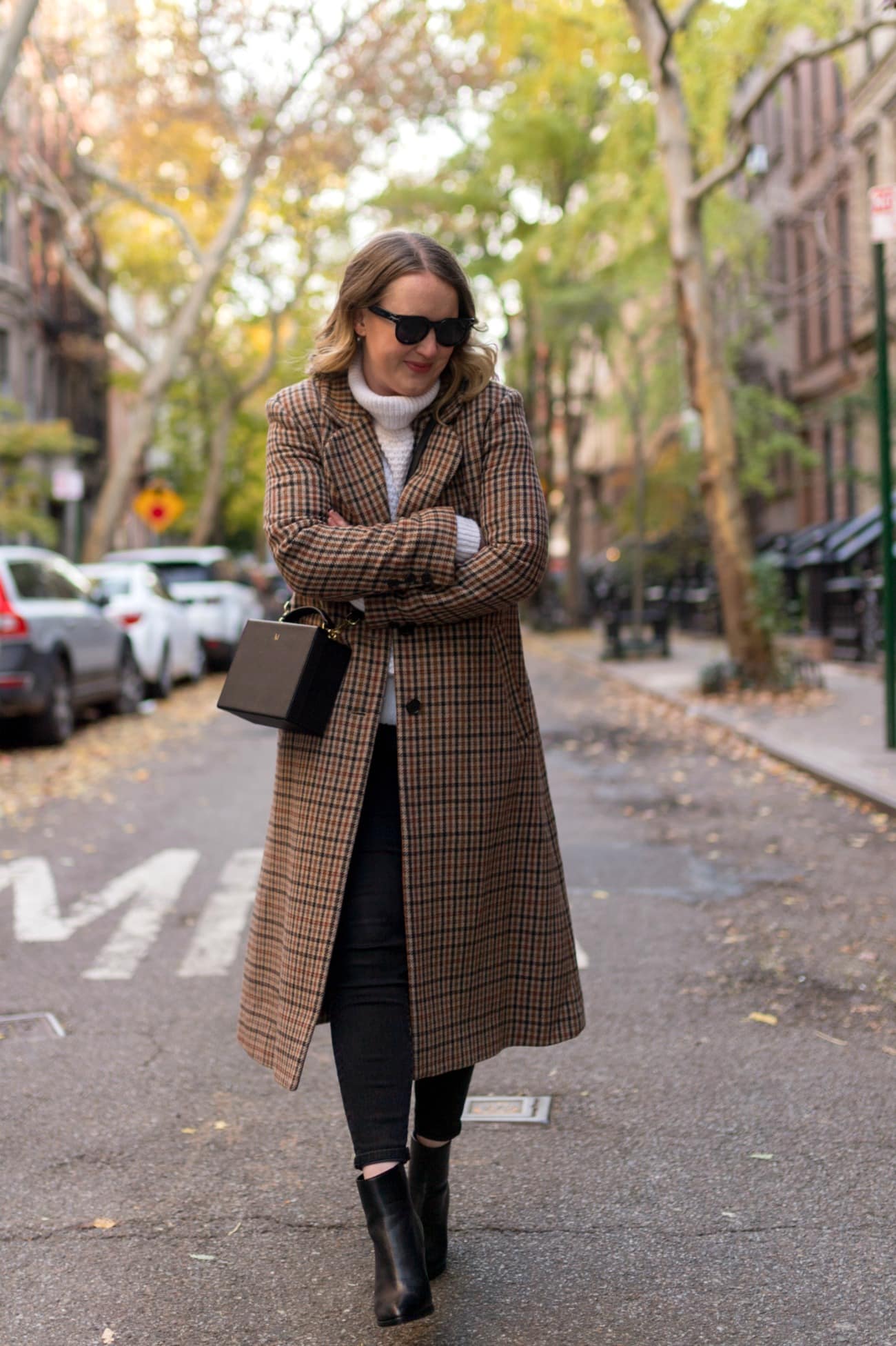 Plaid Coat and Booties Winter Outfit Inspo