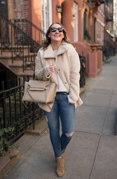 Faux Shearling Jacket + Jeans I wit & whimsy