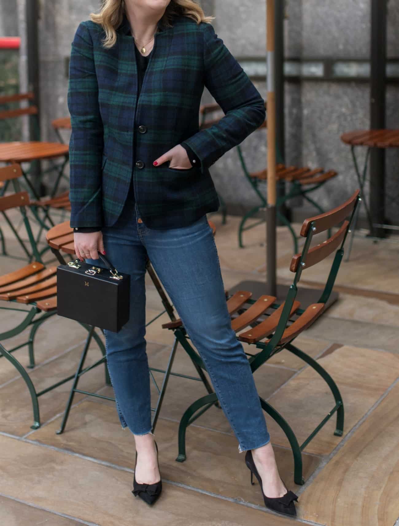 Tartan Blazer holiday outfit I wit & whimsy