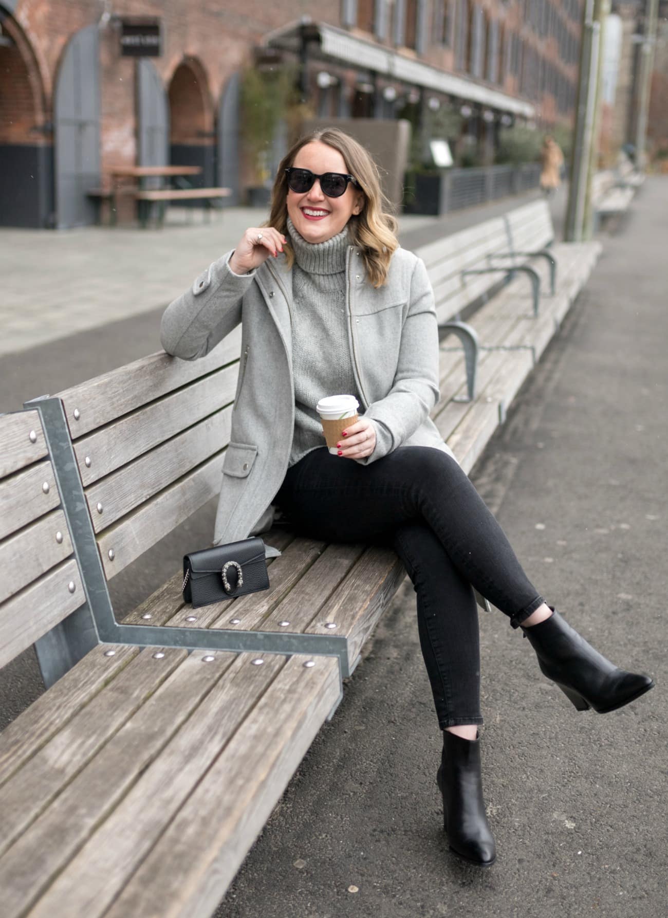 gray and black winter outfit