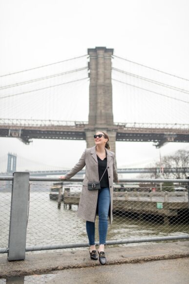 Casual outfit with plaid jacket in Brooklyn I wit & whimsy