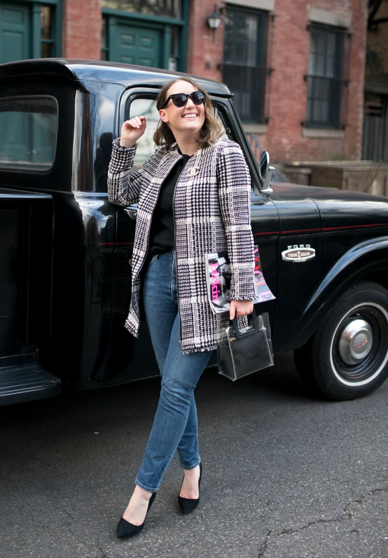 Meghan Donovan in Brooklyn Heights in a Herringbone Plaid Jacket I wit & whimsy