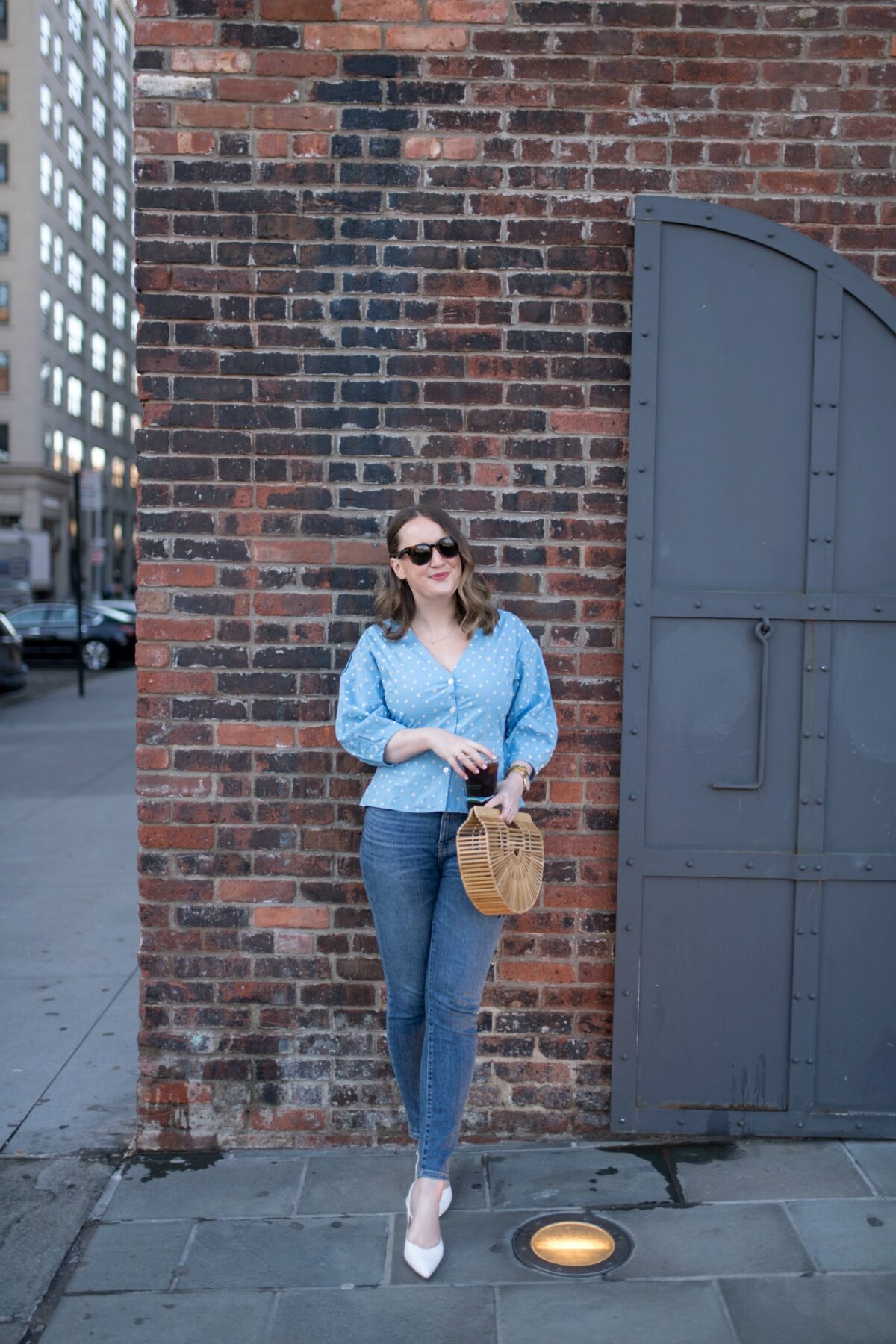 Polka Dot Peplum + Jeans I wit & whimsy