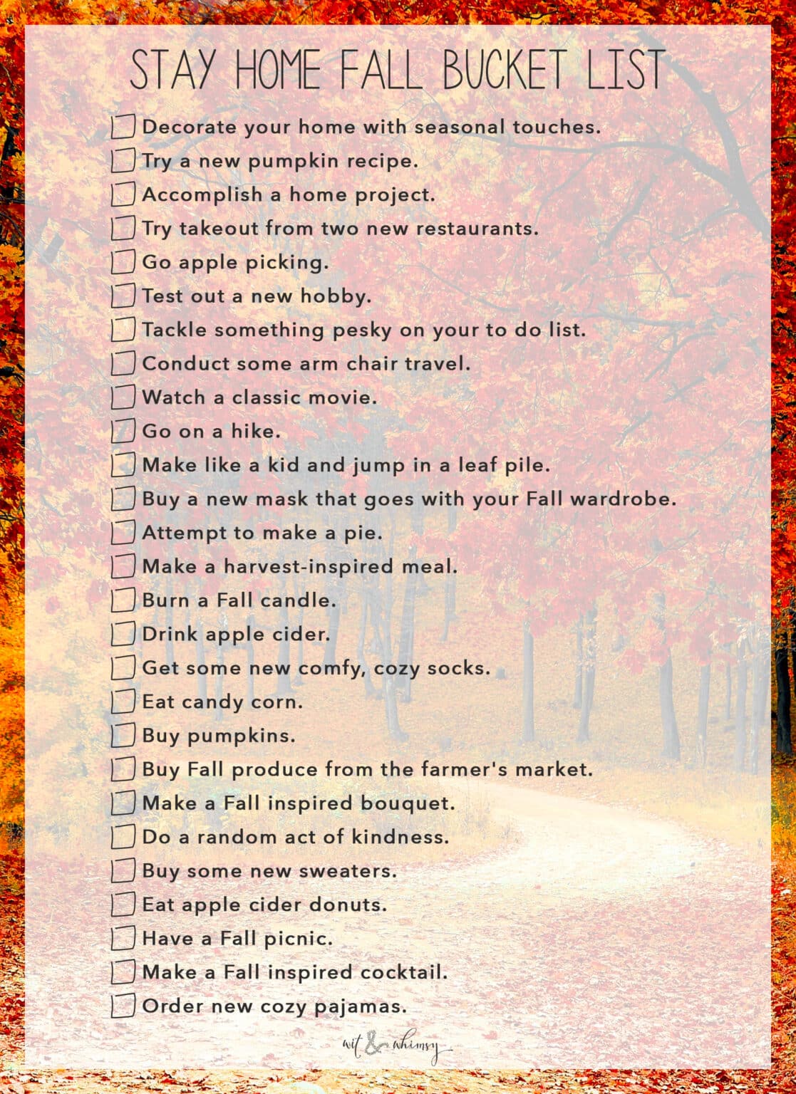 Stay Home Fall Bucket List - wit & whimsy | Lifestyle Blog