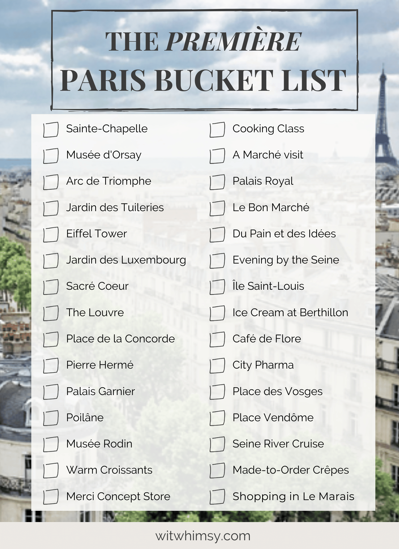 Paris Bucket List