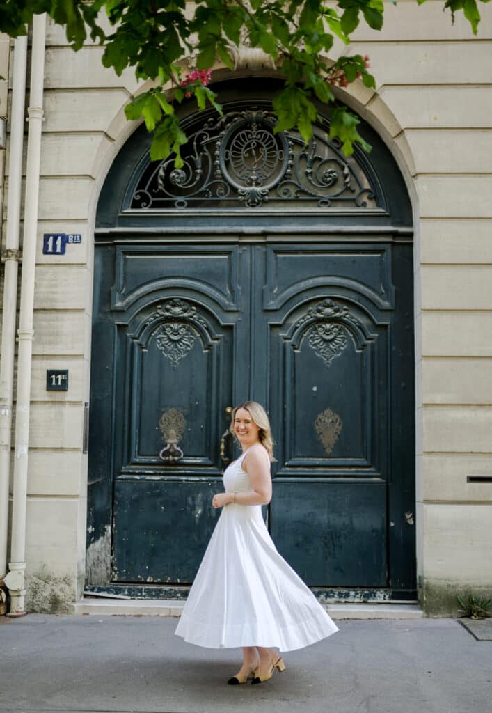 Meghan in Paris in Staud White Dress