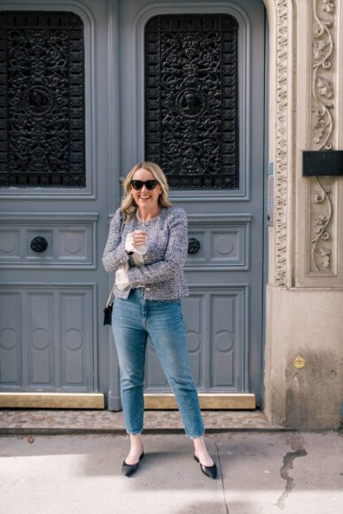 Plaid Blazer Tweed Fall Outfit in Paris
