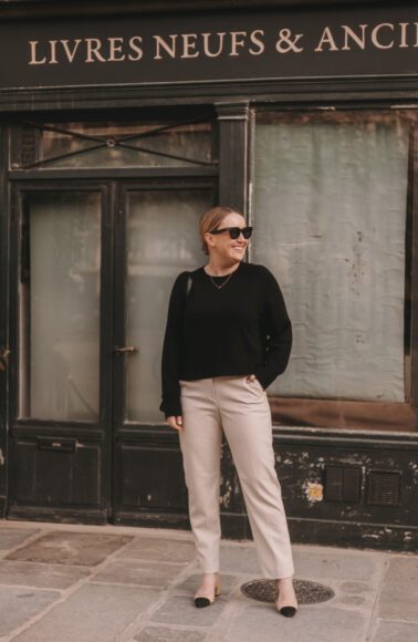 Fall Winter Paris Outfit featuring Cropped Everlane Sweater with Vegan Leather Pants