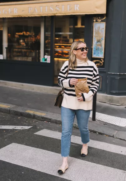 Paris Outfit Boulangerie Run Striped Sweater