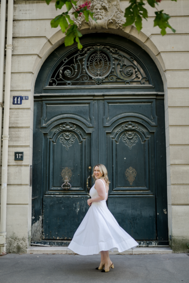 Meghan Donovan white dress in France