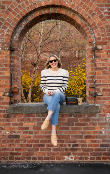 St. Roche Striped Sweater Freda Salvador Mules Fall Spring Outfit