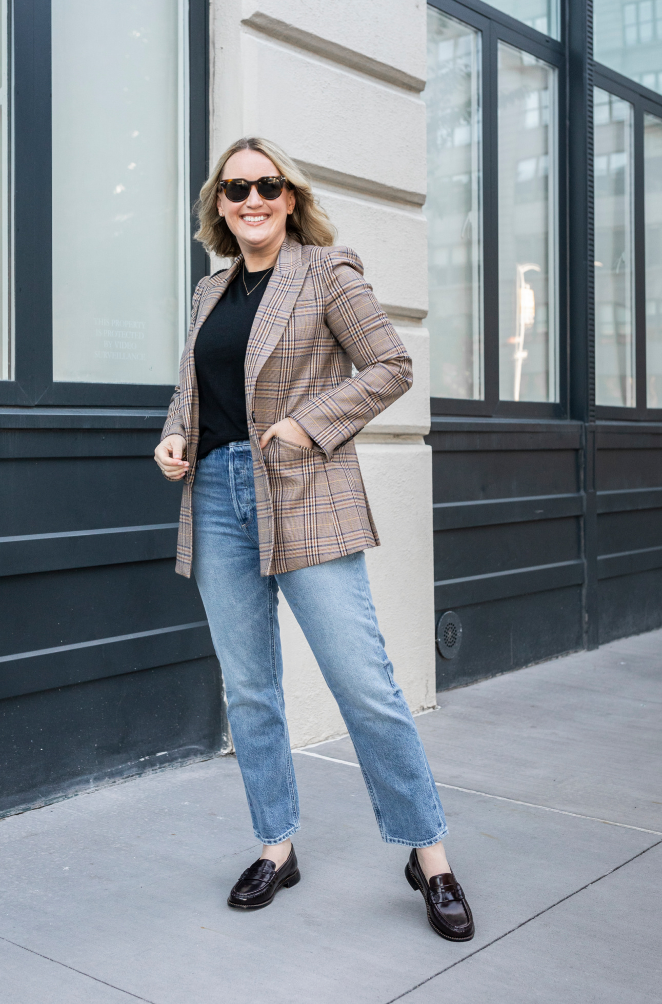 Veronica Beard blazer with loafers