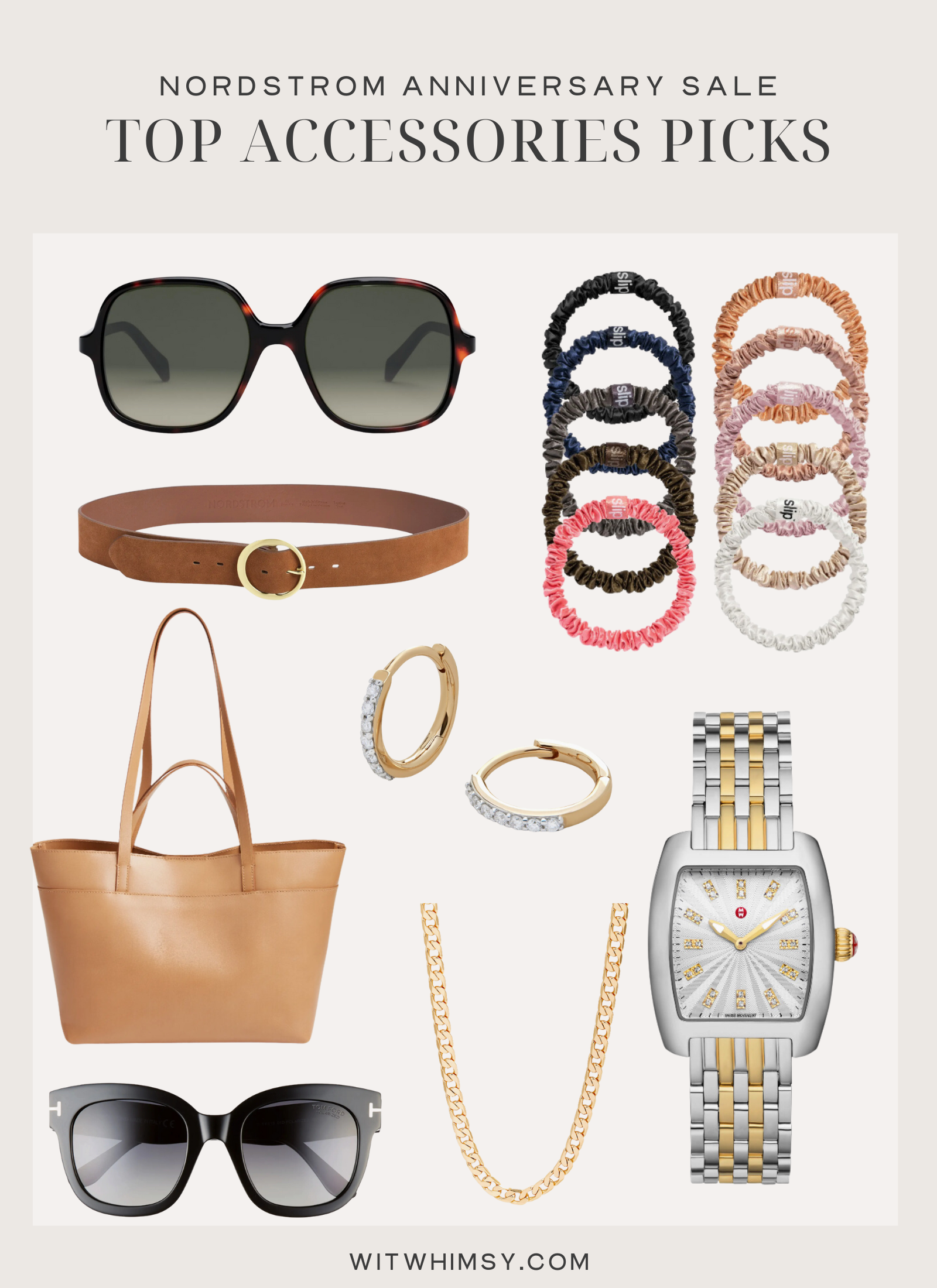Collage of accessories and jewelry from Nordstrom Anniversary Sale