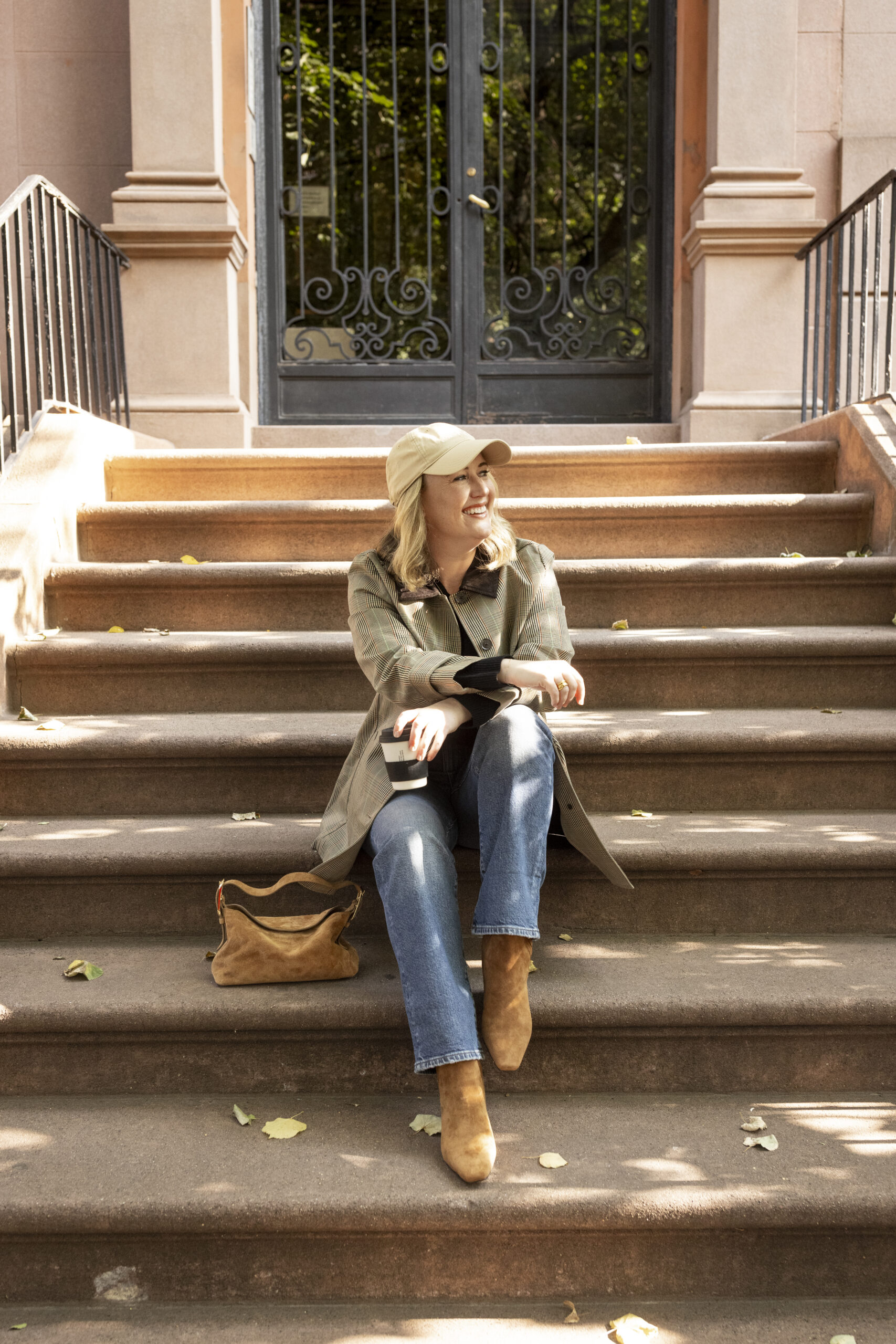 Affordable Transitional Fall Clothing Fall outfit car coat with suede boots and baseball cap