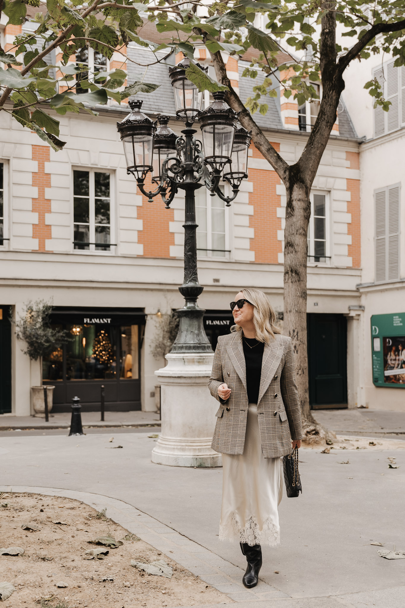 What to Wear to Paris in Winter Wit & Whimsy wearing a slip skirt.