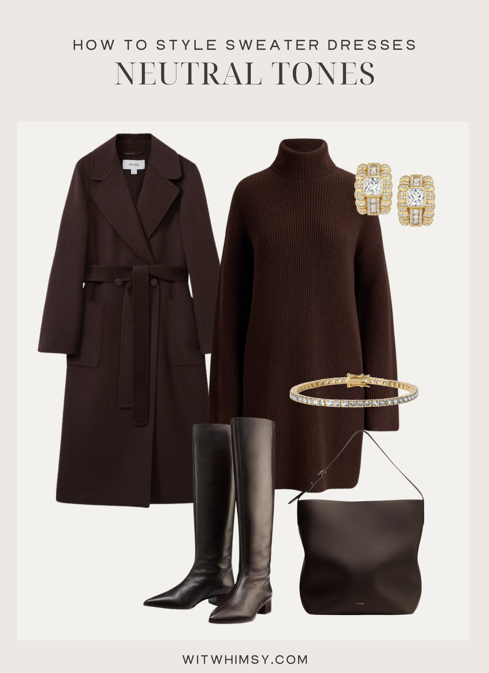 How To Style Sweater Dresses How To Style Sweater Dresses | Espresso brown sweater dress neutrals with tall boots