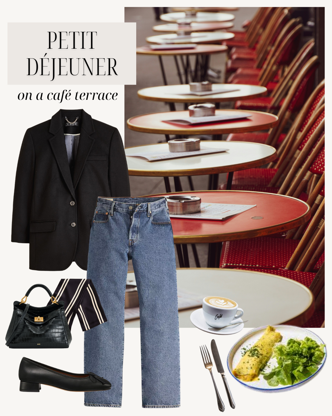 What to Pack for Paris in December What to pack for Paris in December: stylish outfits for a petit déjeuner on a cafe terrace.
